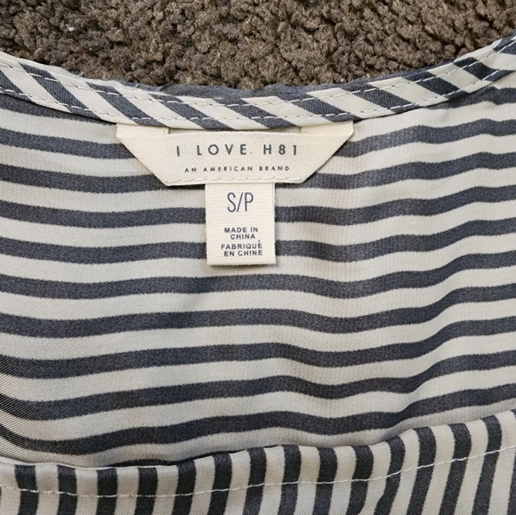 Blue/Cream Striped Silky Open Back Tank Top, Women's S - Picture 3 of 14